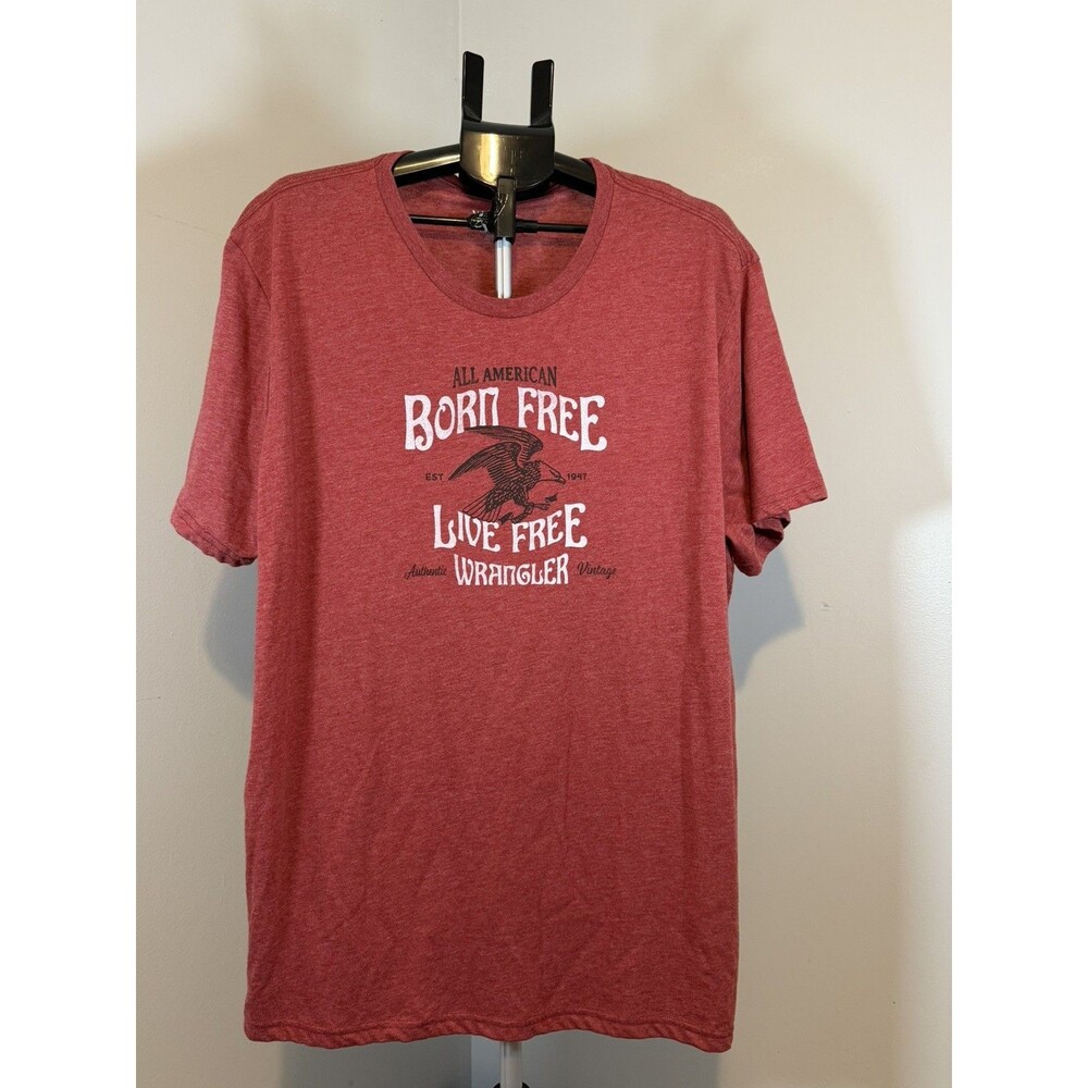 Wrangler T Shirt Men's 2XL Read Eagle Born Free Live Free Authentic Vintage